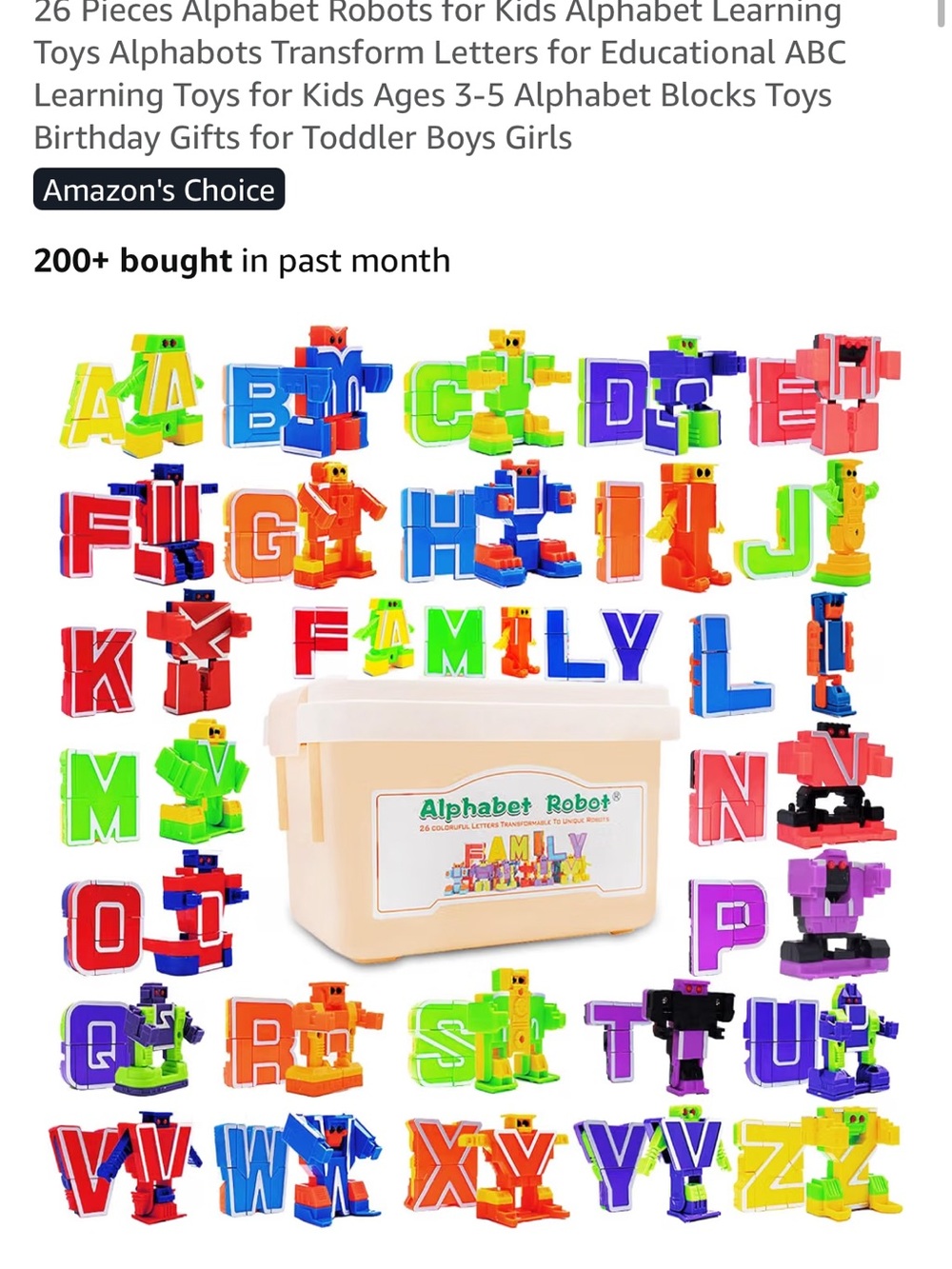 Alphabet Robot Transformation Toys for Kids - Colorful Learning Set